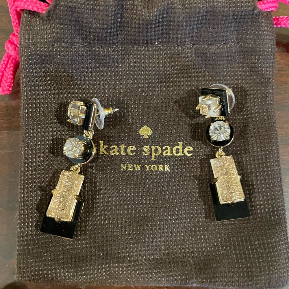 Kate Spade black/gold crystal earrings
